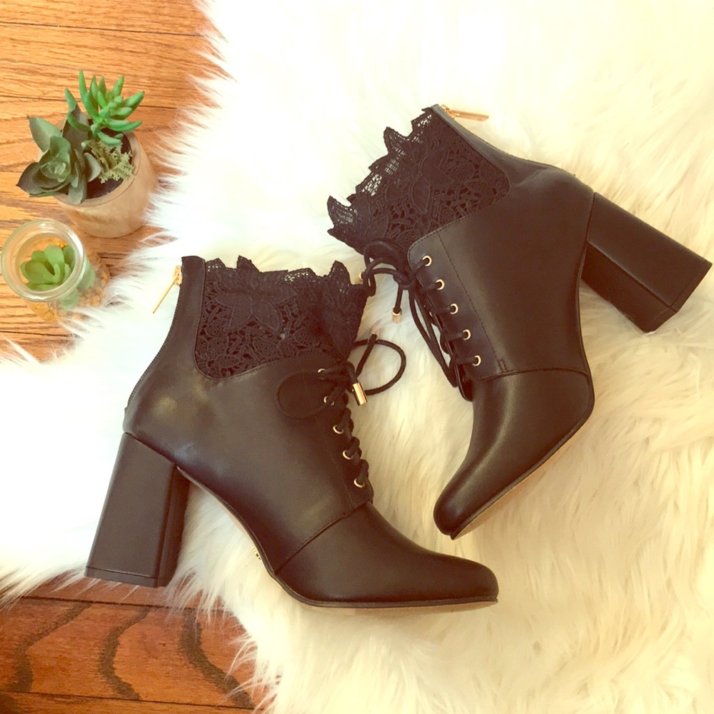 Black Lace Booties (Never Worn)